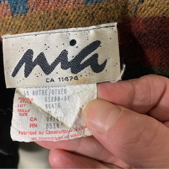 Vintage 80s Southwestern Jacket Earthy Toned Sz M Oversized Woven Wool Blend - Picture 10 of 12